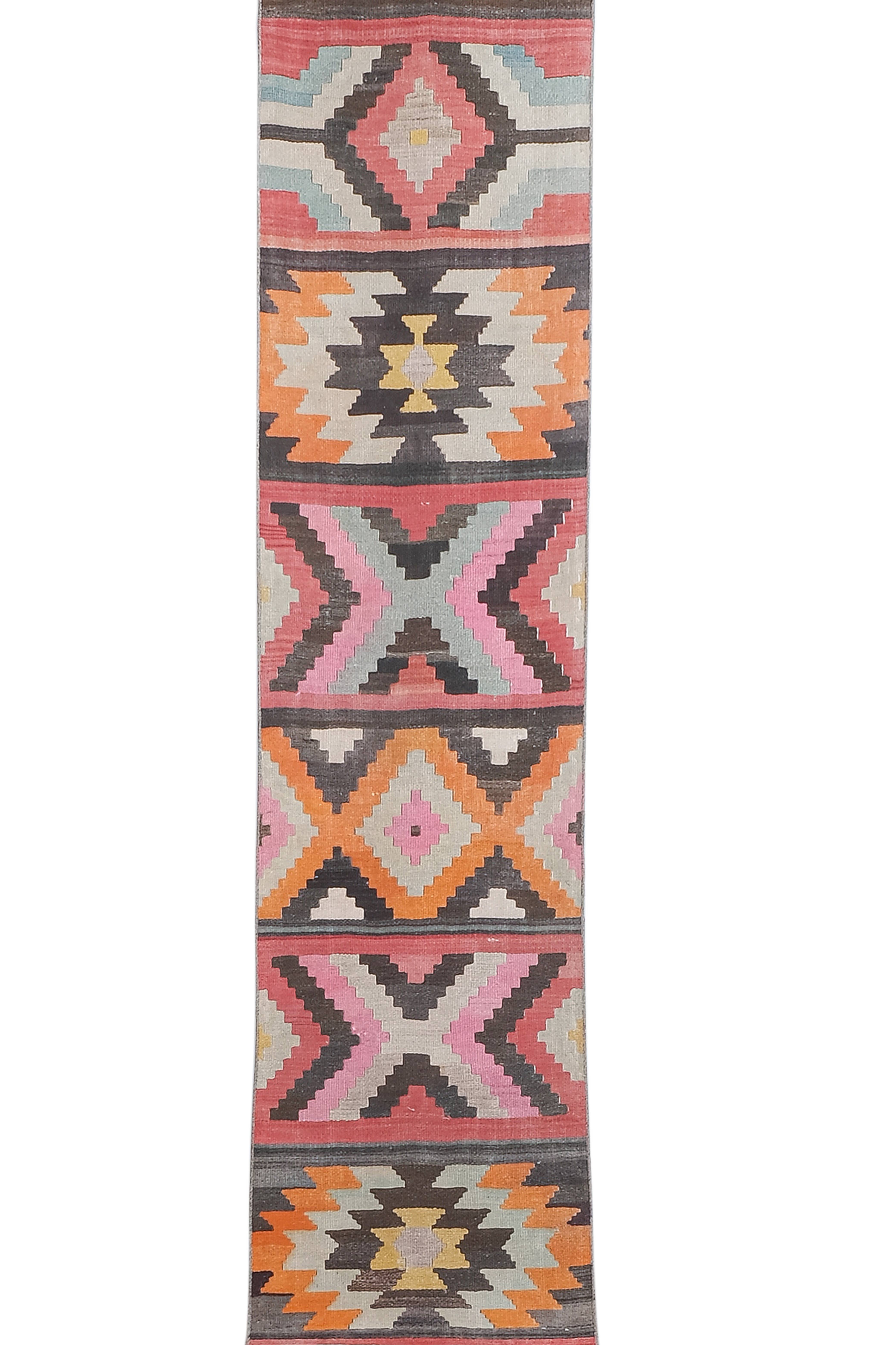 Vintage Turkish Kilim Runner 2'4'' x 21'6''