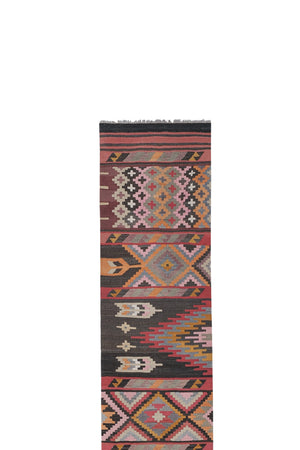 Vintage Turkish Kilim Runner 2'5'' x 12'7''