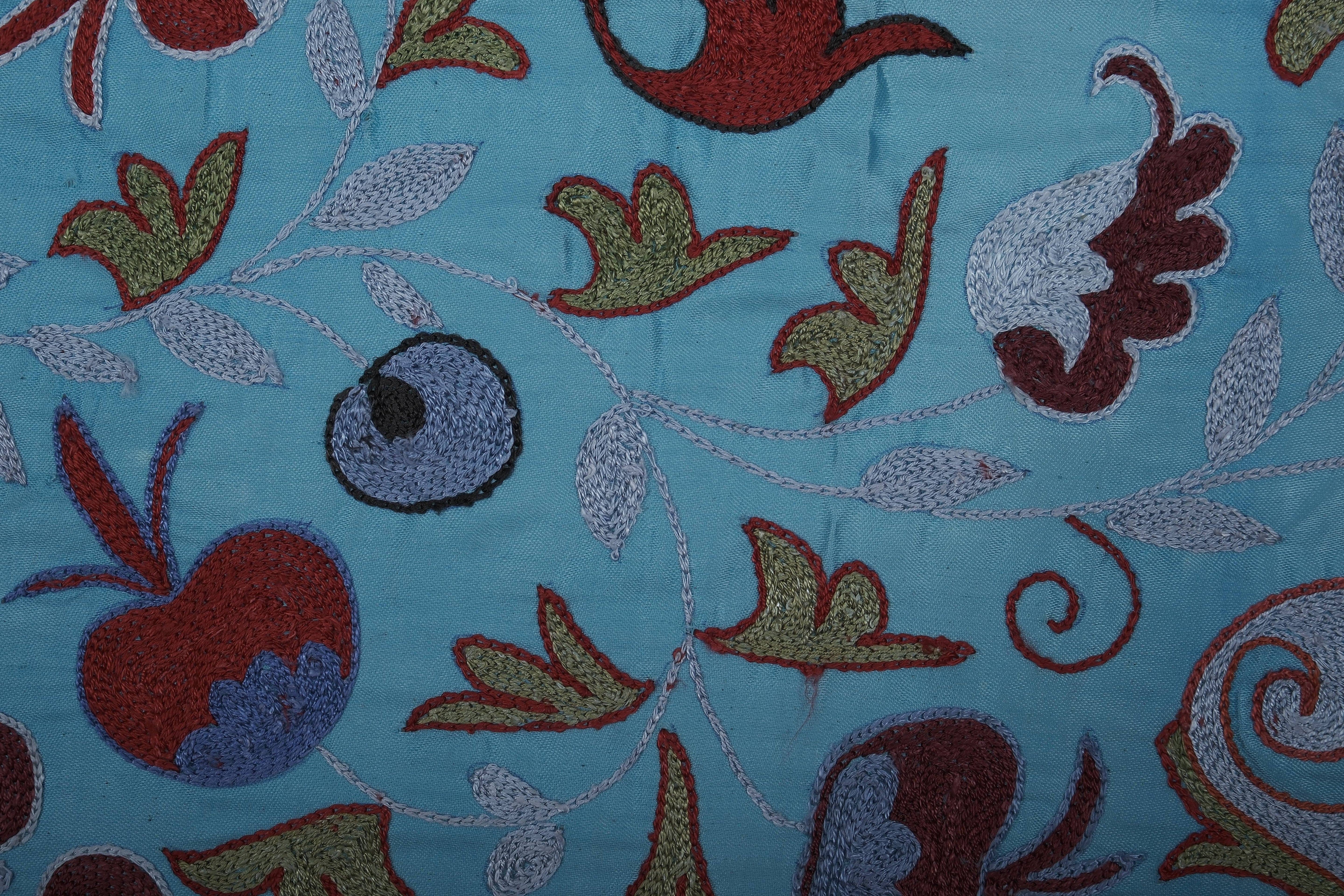 Hand-Embroidered Suzani Wall Hanging & Bedspread 1'9'' x 6'3''