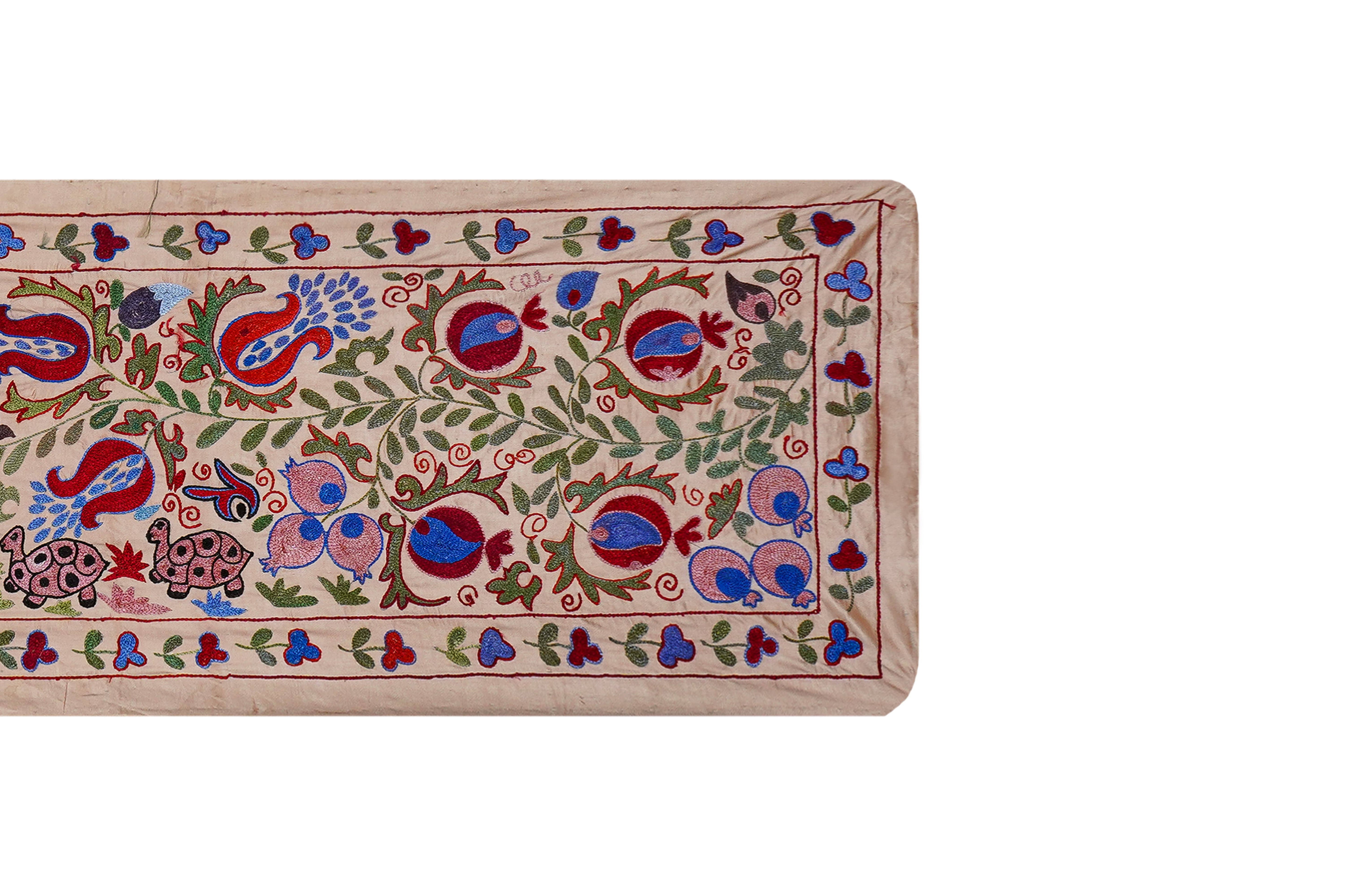 Hand-Embroidered Suzani Table Runner 1'8'' x 6'3''