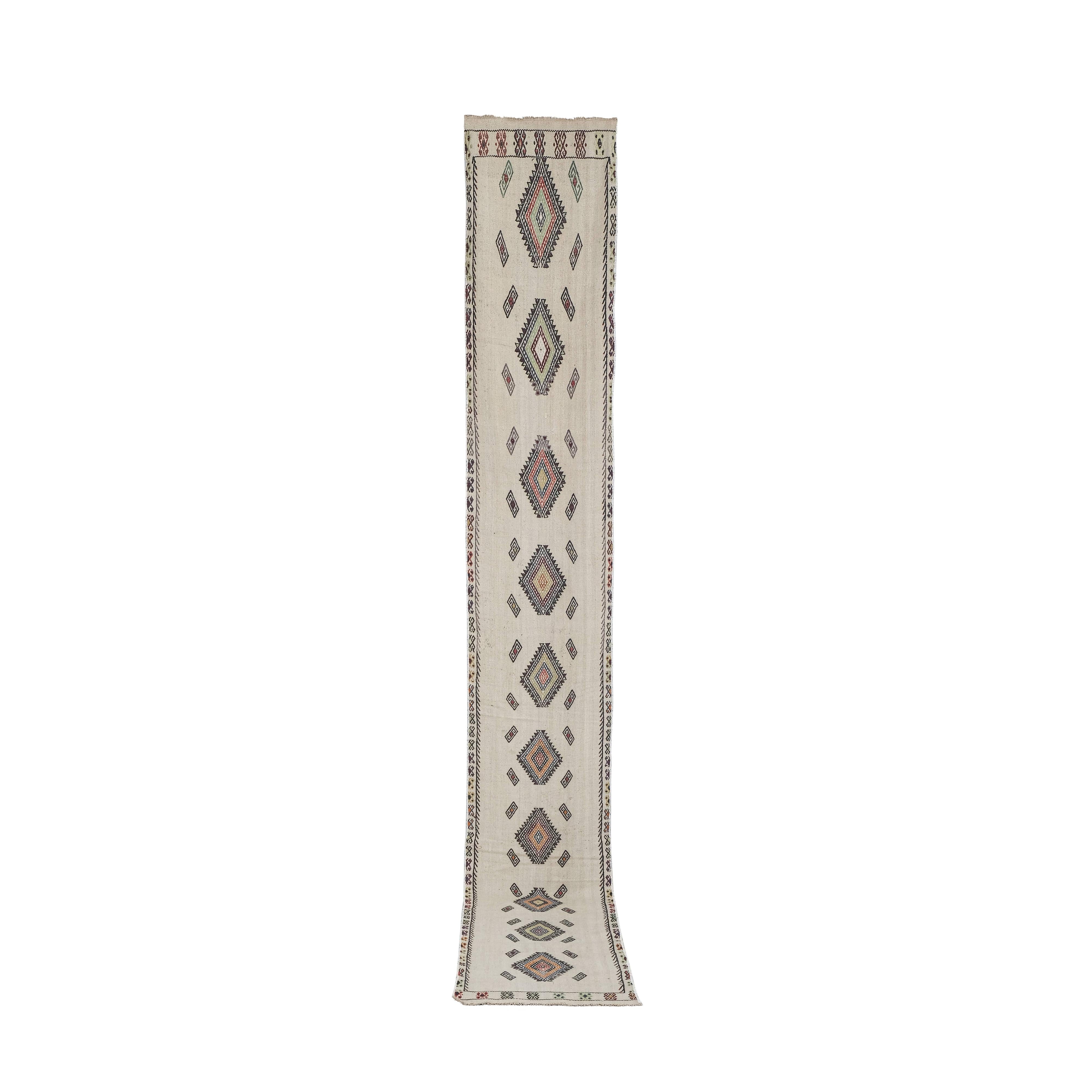 Vintage Turkish Kilim Runner 1'11'' x 13'8''