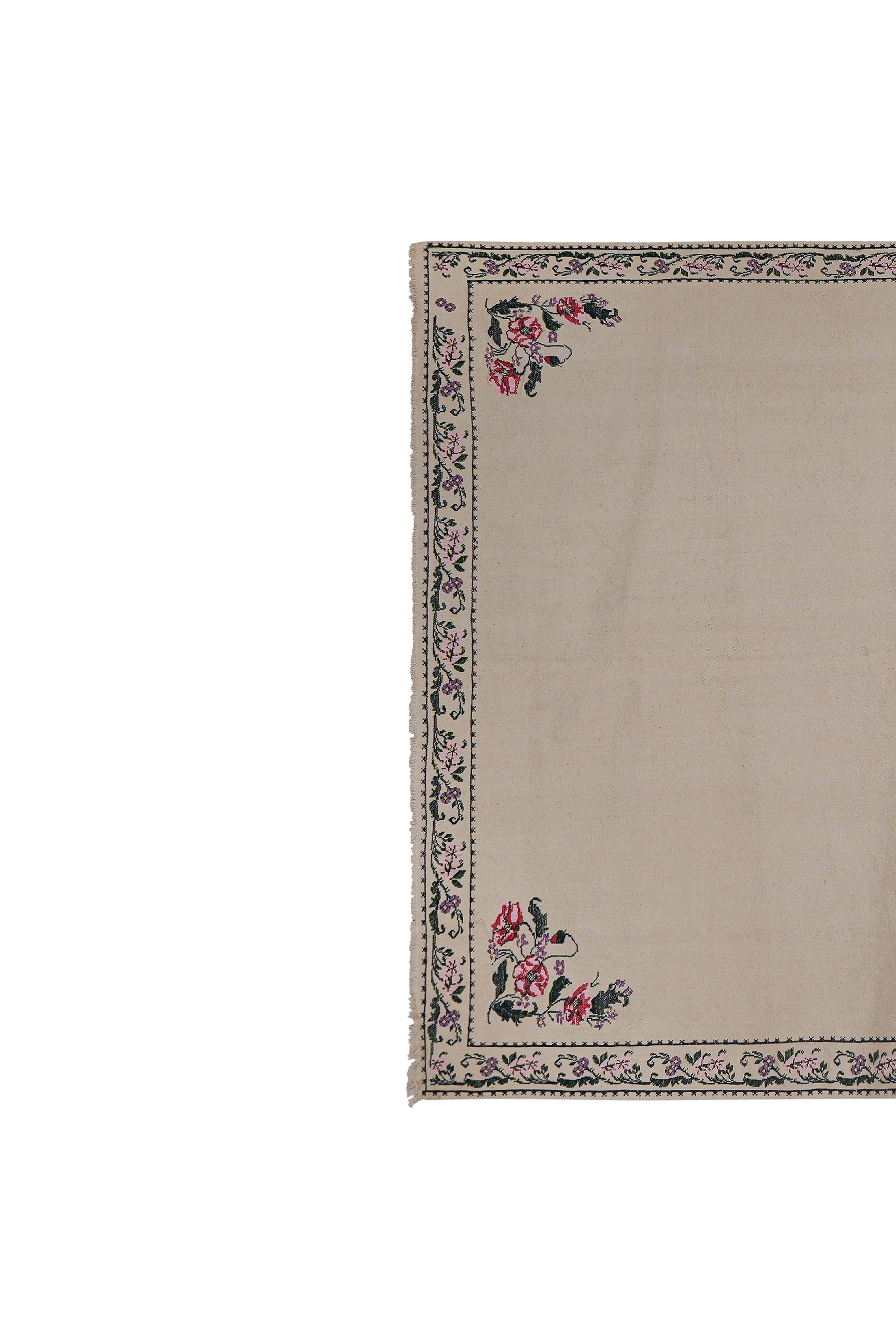 Vintage Aubusson Floral Kilim Rug 5'2'' x 8'2''
