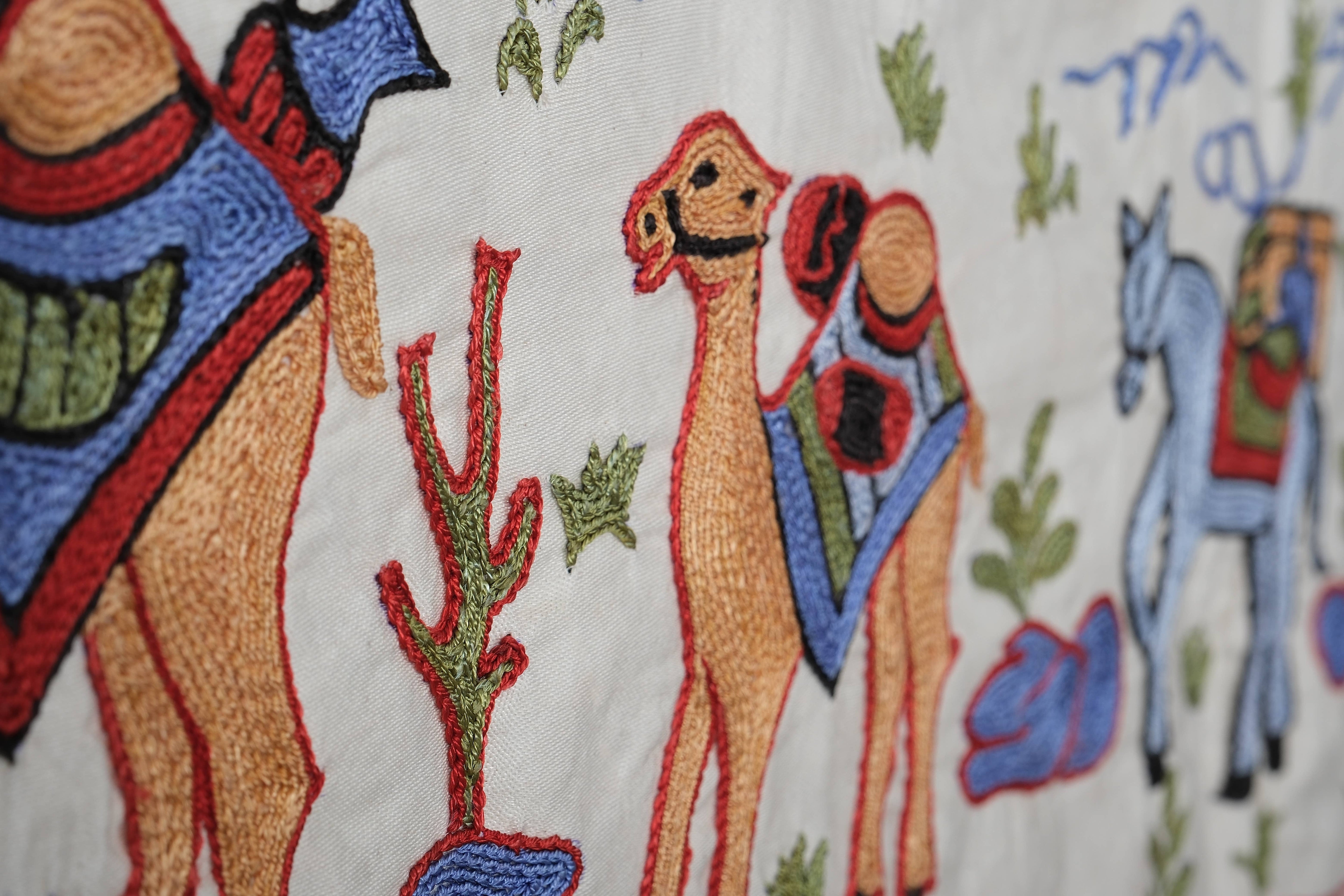 Hand-Embroidered Suzani Table Runner 1'8'' x 6'1''