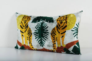 Tiger Silk Ikat Velvet Pillow Cover | 18'' x 30''