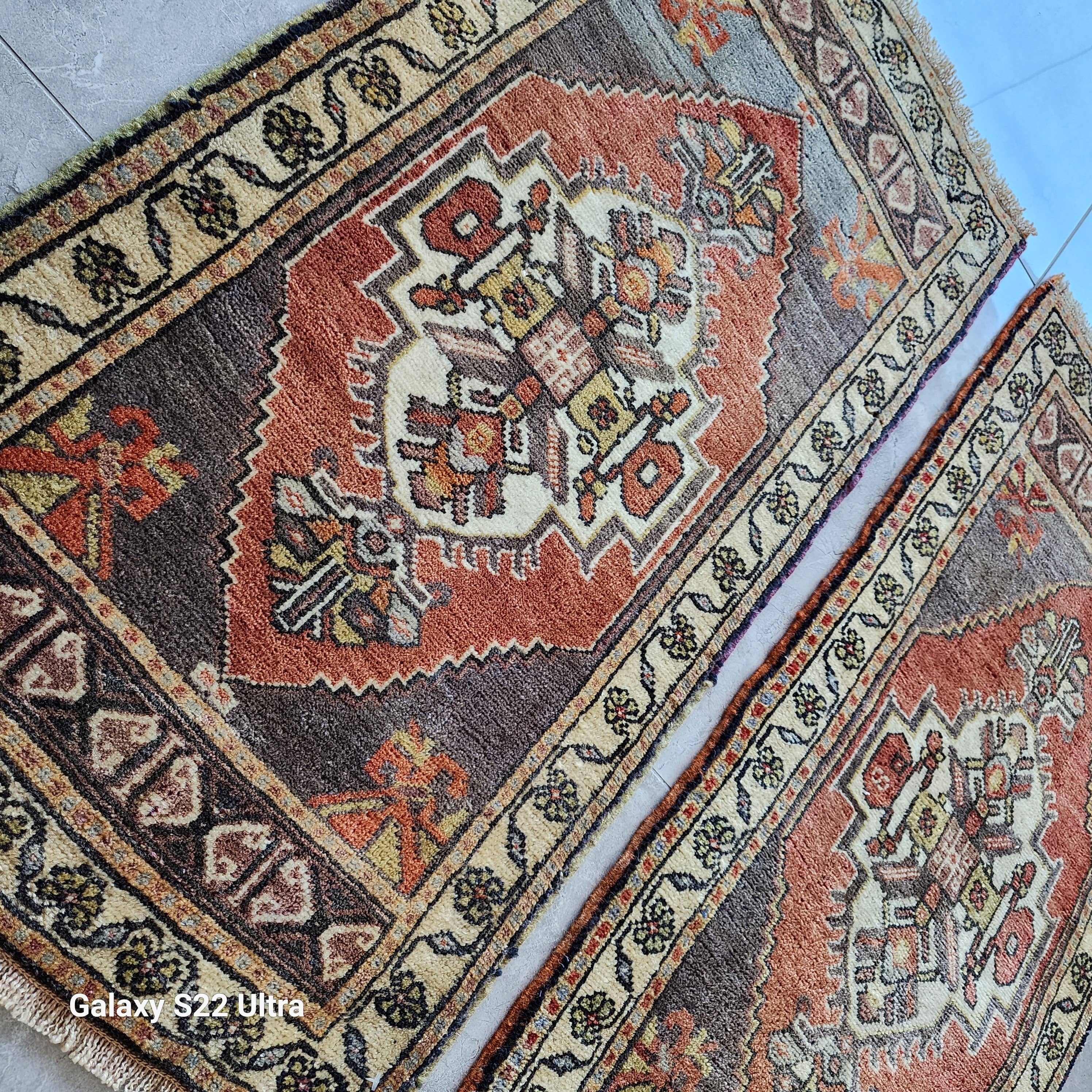 Vintage Turkish Yastik Rug Set of 2 | 1'7'' x 3'1'' & 1'8'' x 3'2''