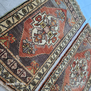 Vintage Turkish Yastik Rug Set of 2 | 1'7'' x 3'1'' & 1'8'' x 3'2''