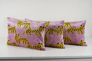 Silk Ikat Velvet Pillow Cover Set of 3 | 16'' x 24''