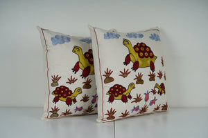 Turtle Suzani Pillow Cover Set of 2 | 19'' x 19''
