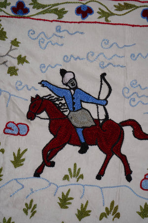 Horse Silk Suzani Wall Hanging & Bedspread 1'8'' x 6'1''