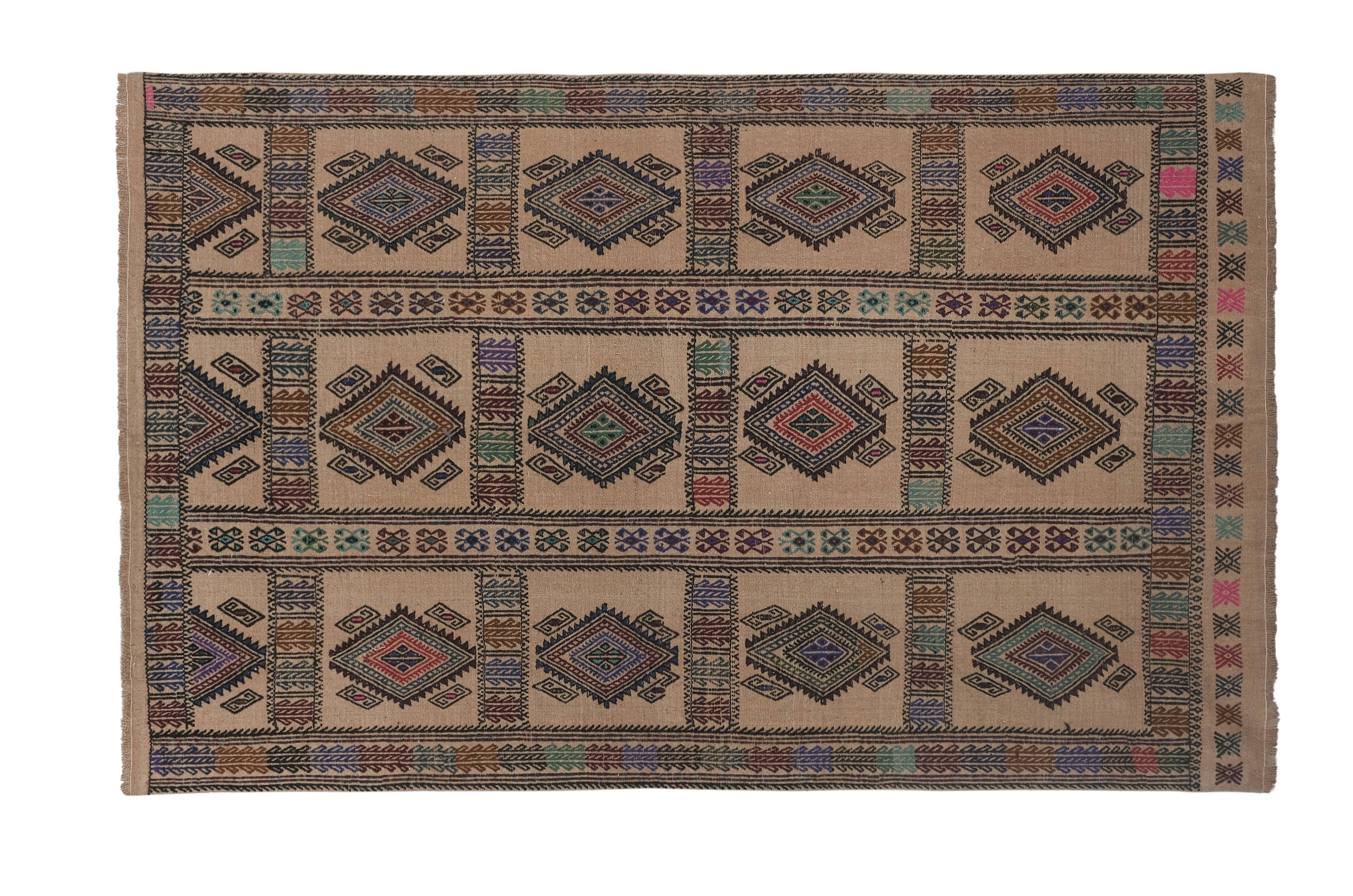 Vintage Turkish Kilim Rug 4'11'' x 7'3''