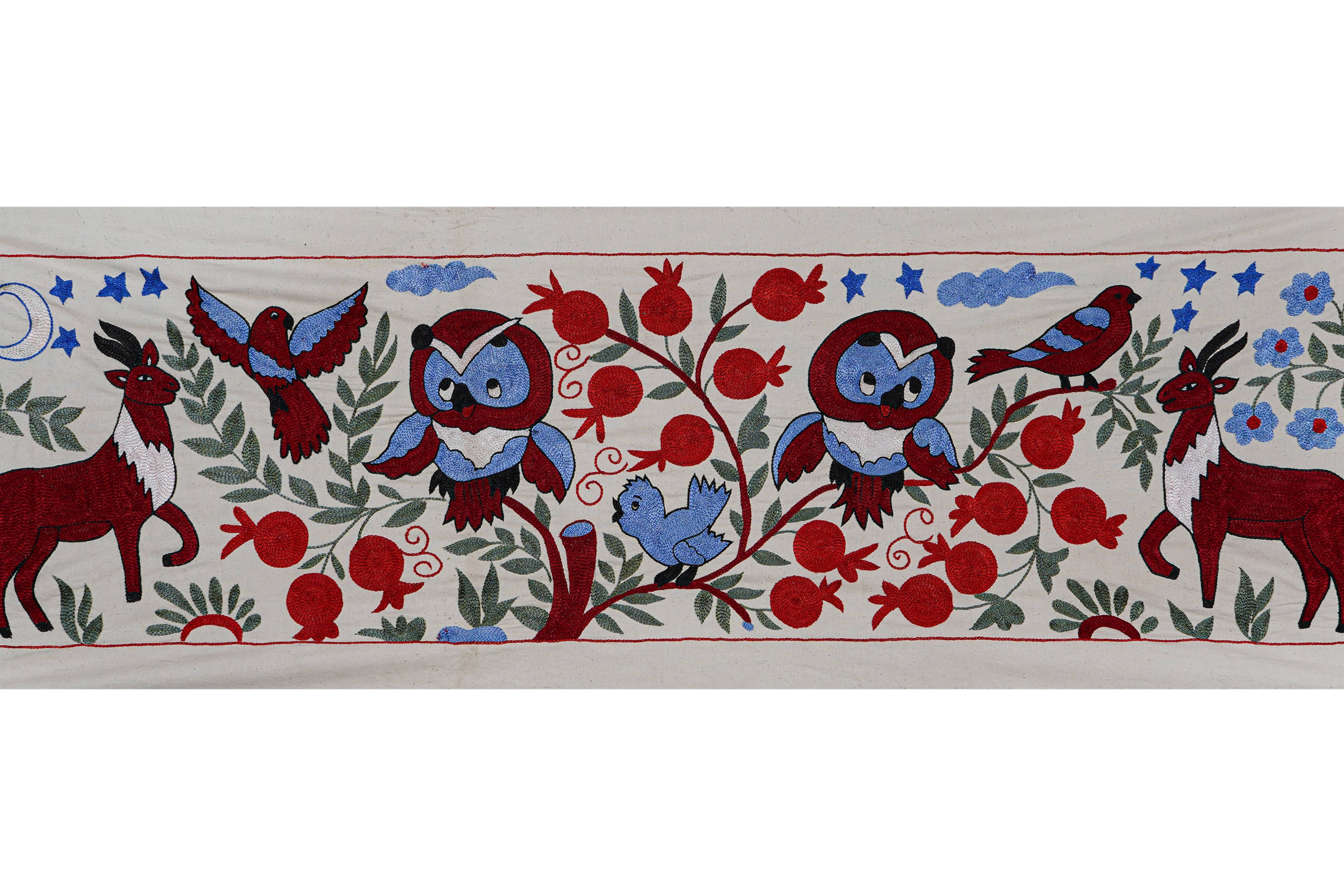 Owl Suzani Table Runner | 18'' x 55''