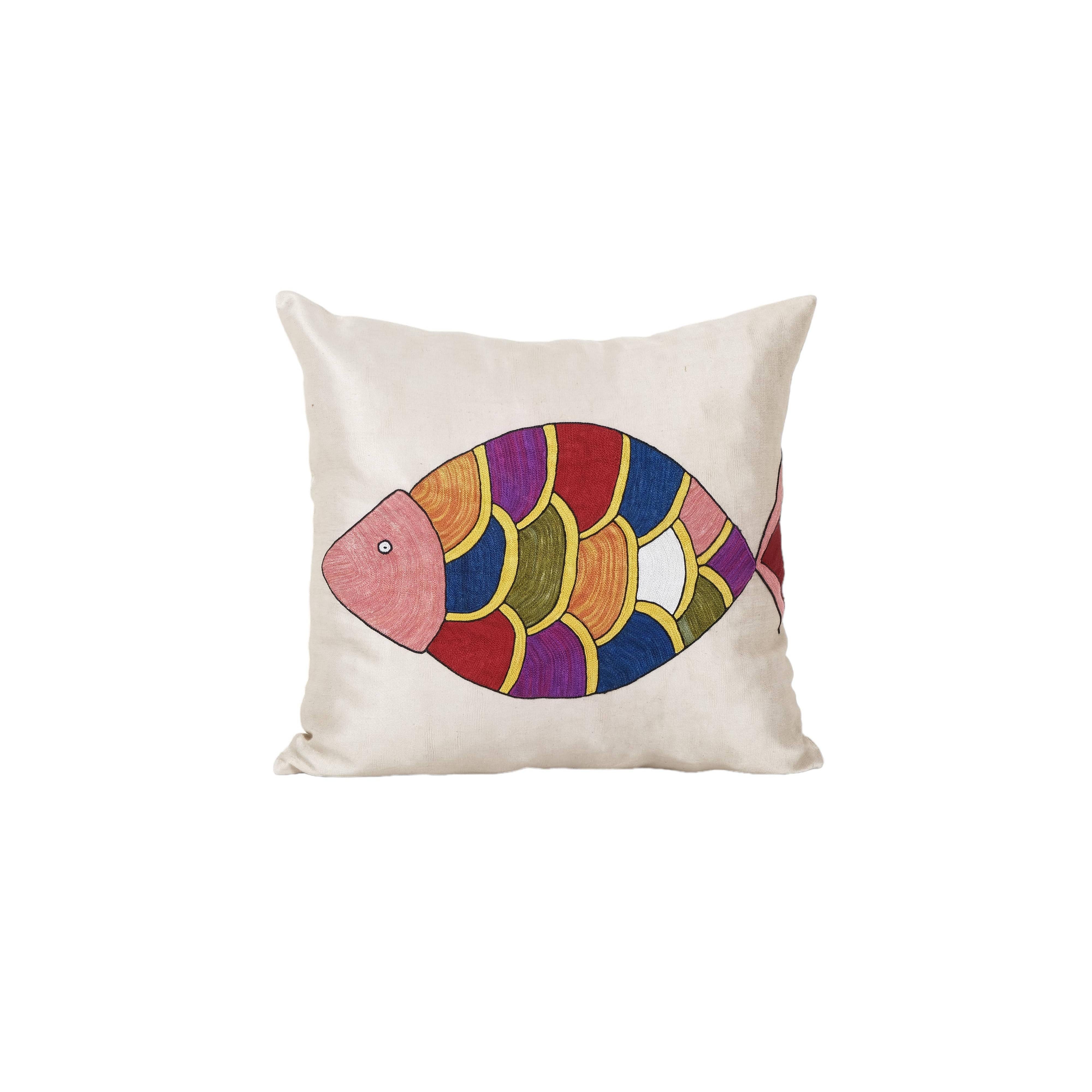 Fish Silk Suzani Pillow Cover | 19'' x 19''