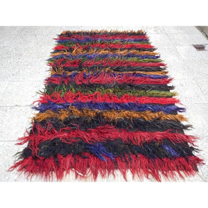 Vintage Turkish Shaggy Rug 3'9'' x 5'8''