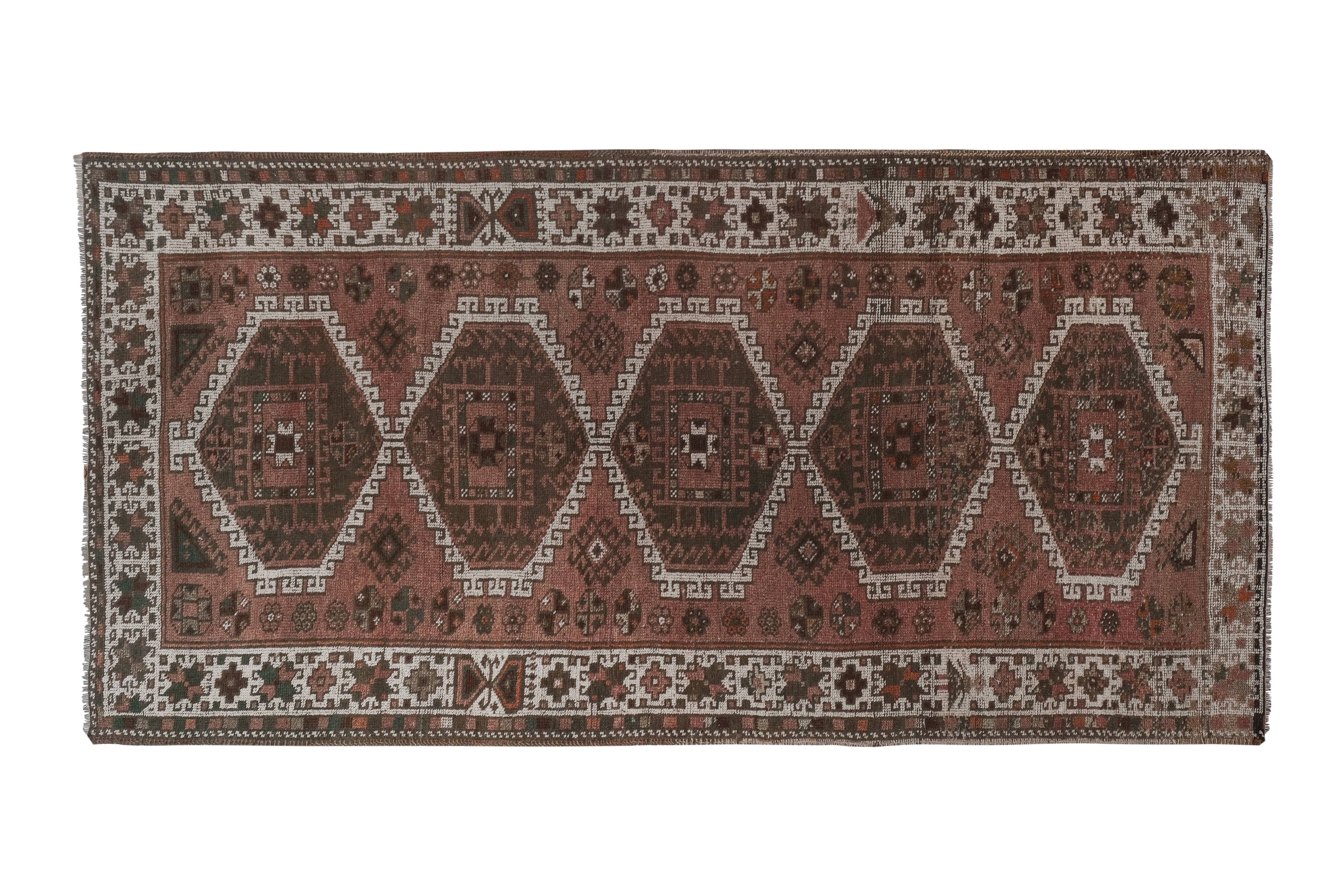 Vintage Kurdish Runner Rug 4'4'' x 8'7''