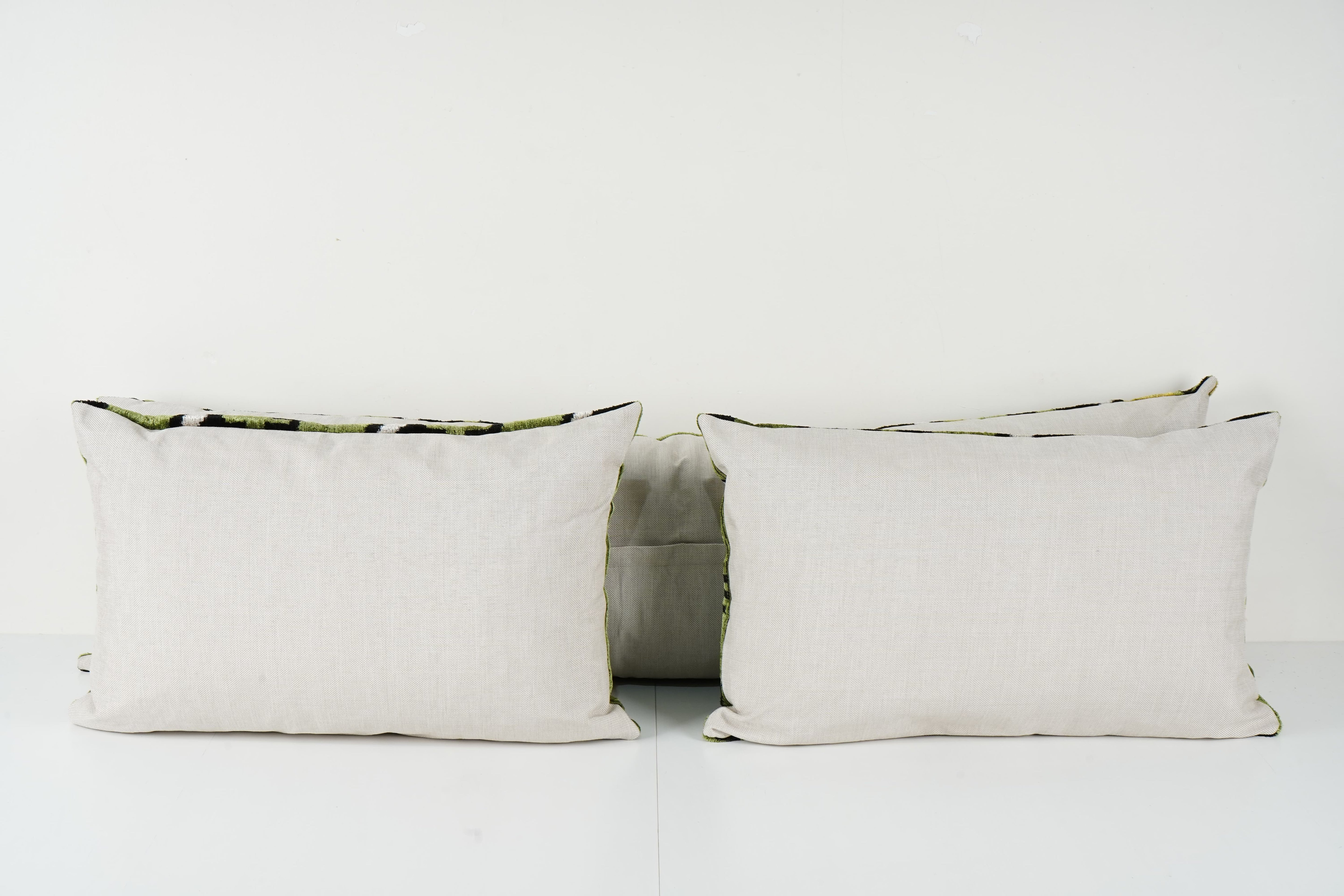 Silk Ikat Velvet Pillow Cover Set of 3 | 16'' x 51''