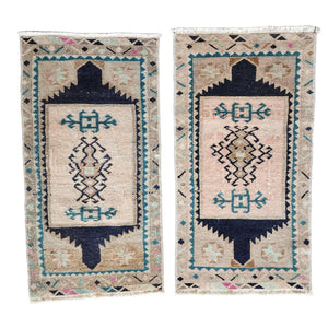 Vintage Turkish Yastik Rugs Set of 2 | 18'' x 34''