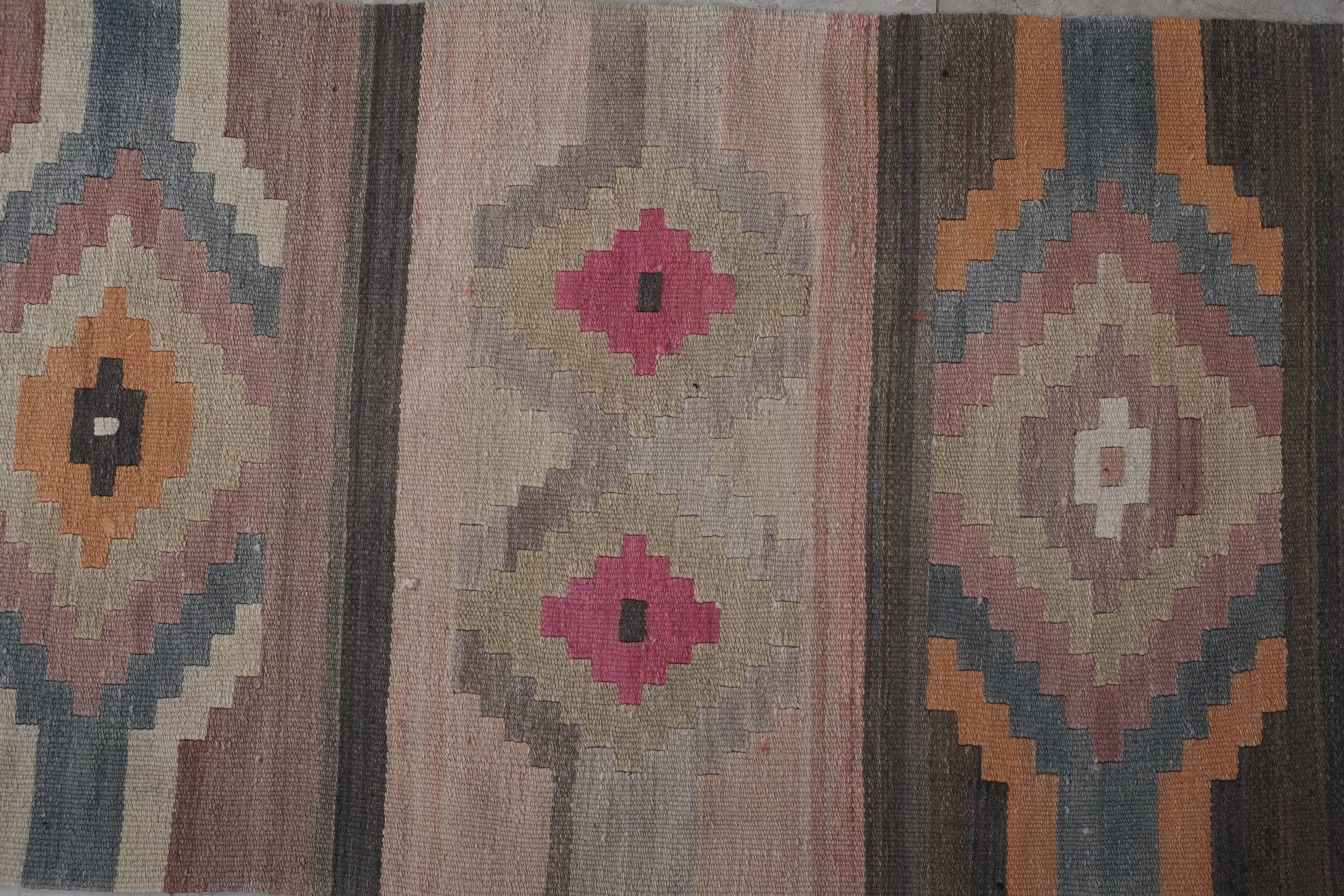 Vintage Turkish Kilim Runner 2'7'' x 21'