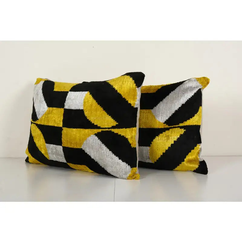 Silk Ikat Velvet Pillow Cover Set of 2 | 16'' x 24''