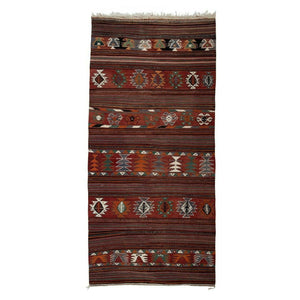 Vintage Turkish Kilim Runner 4'7'' x 9'10''