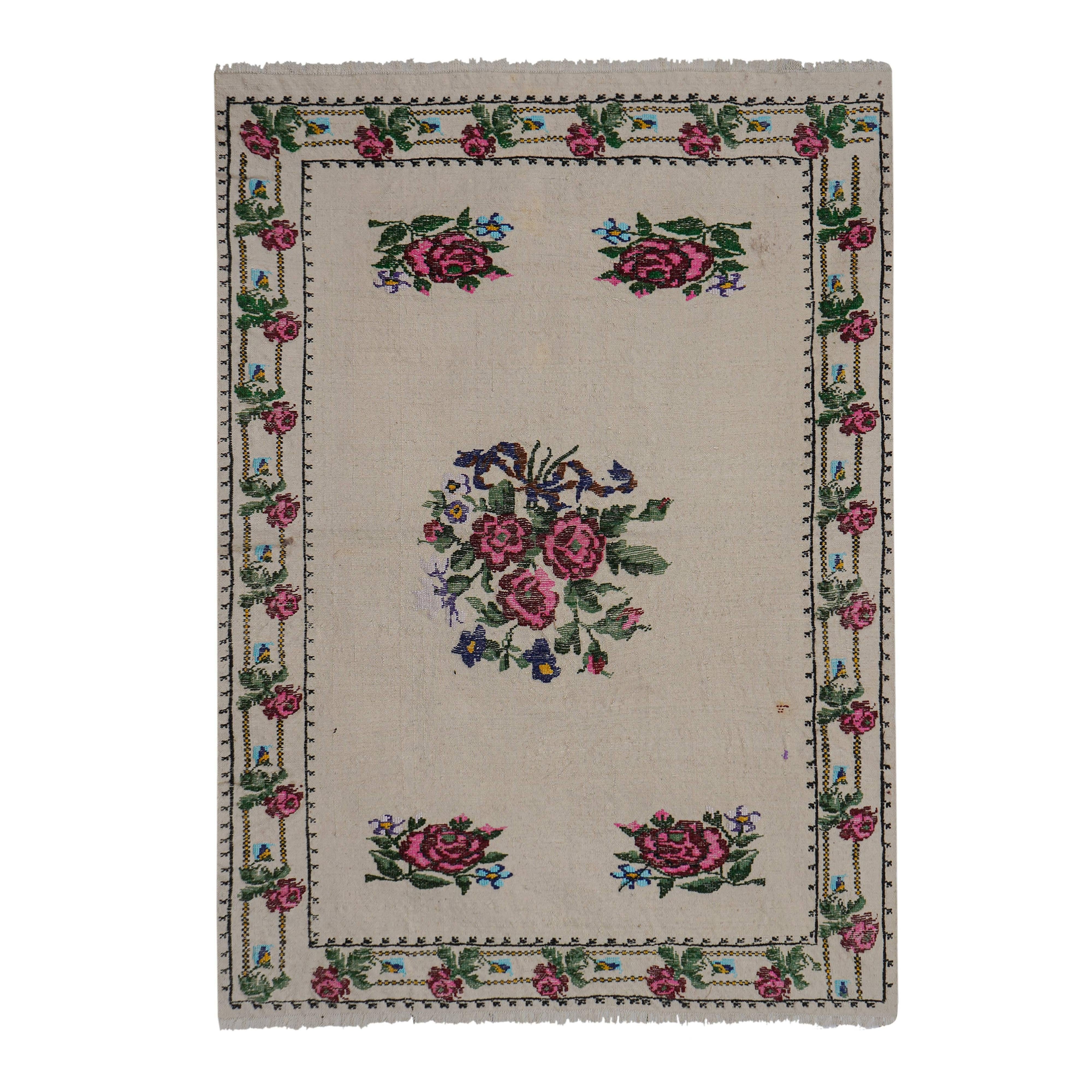 Vintage Turkish Kilim Rug 37'' x 52''