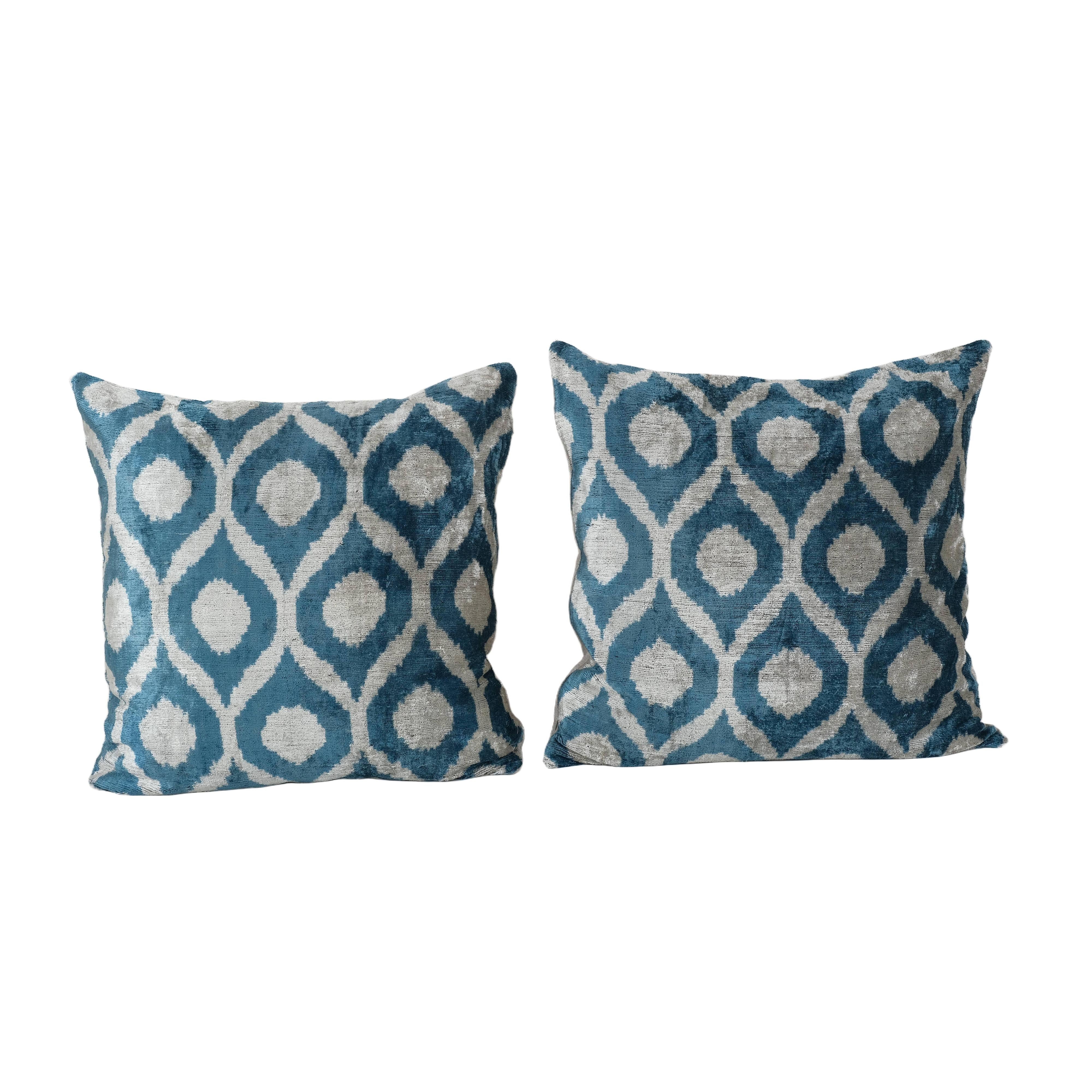 Silk Ikat Velvet Pillow Cover Set of 2 | 23'' x 23''