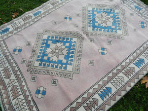 Vintage Turkish Kars Oushak Rug 5'1'' x 6'3''