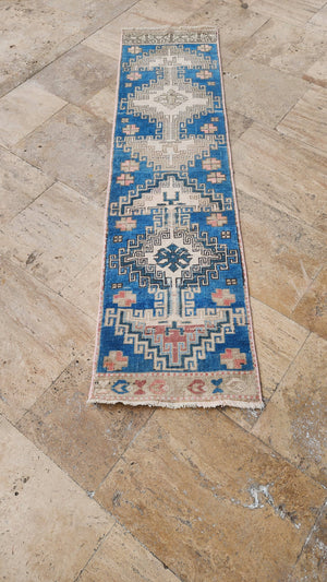 Vintage Turkish Anatolian Oushak Runner 1'9'' x 6'9''