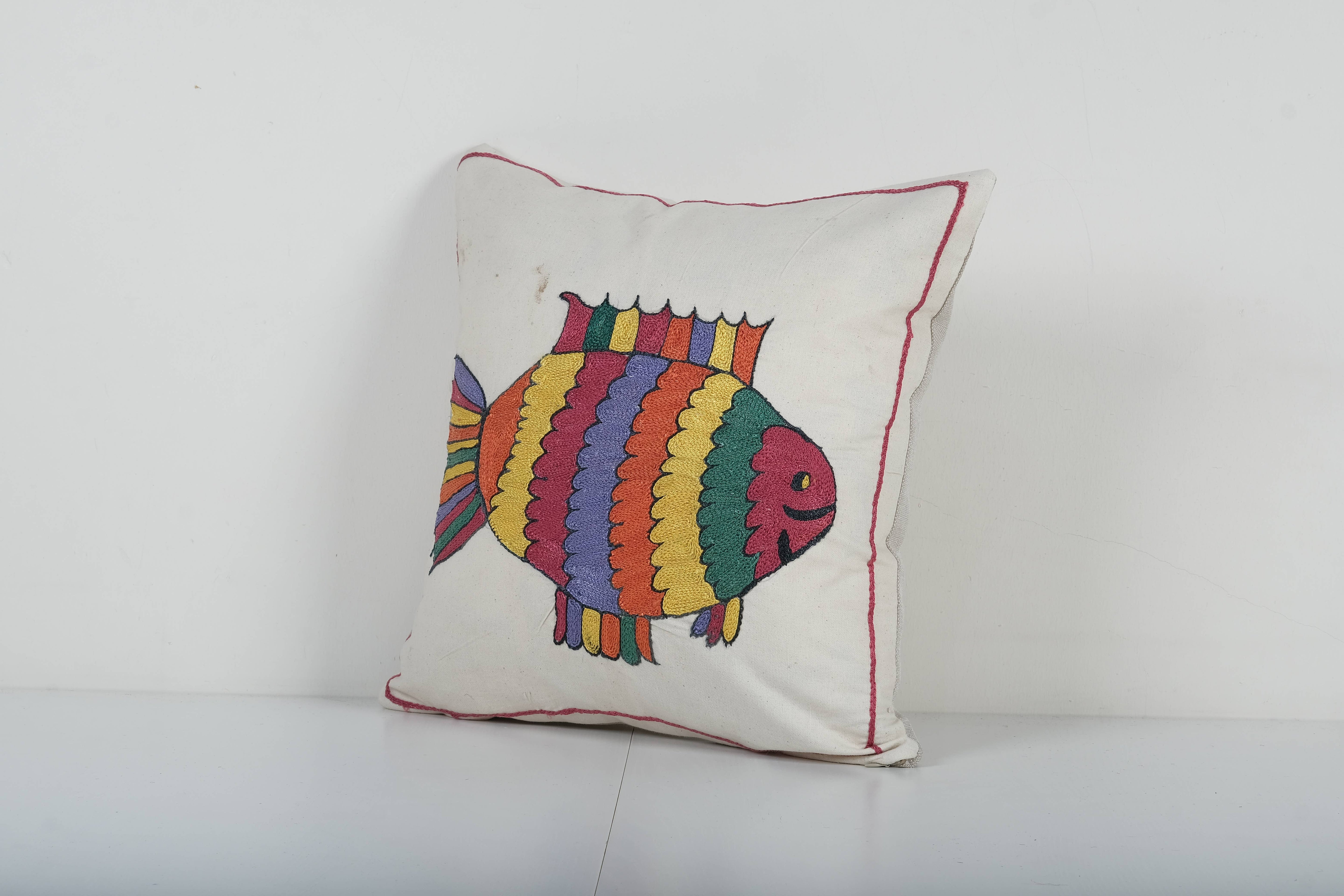 Fish Suzani Pillow Cover | 18'' x 19''