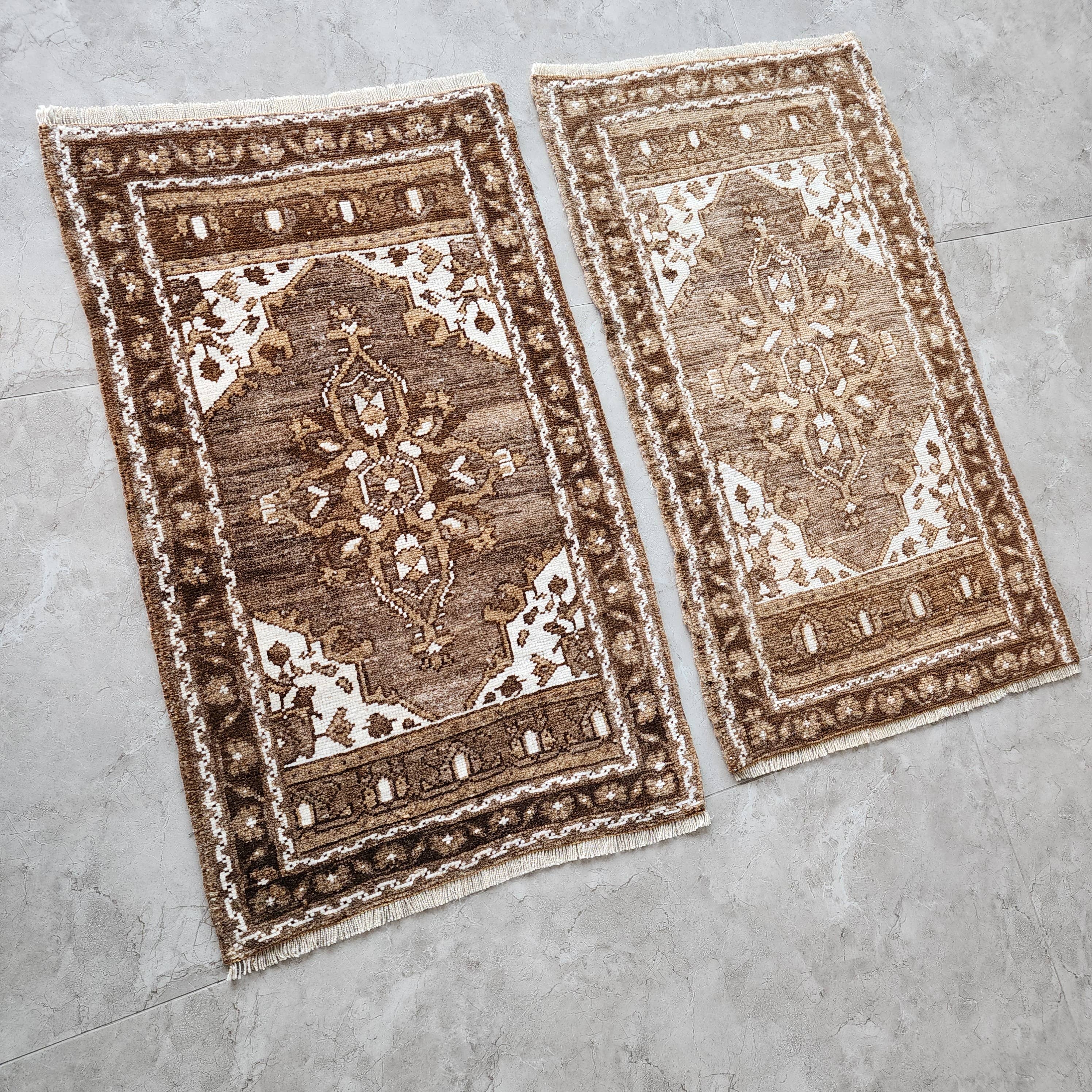 Vintage Turkish Yastik Rugs Set of 2 | 21'' x 34''