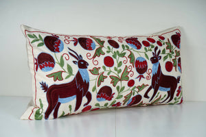 Deer Suzani Bedding Pillow Cover | 18'' x 34''