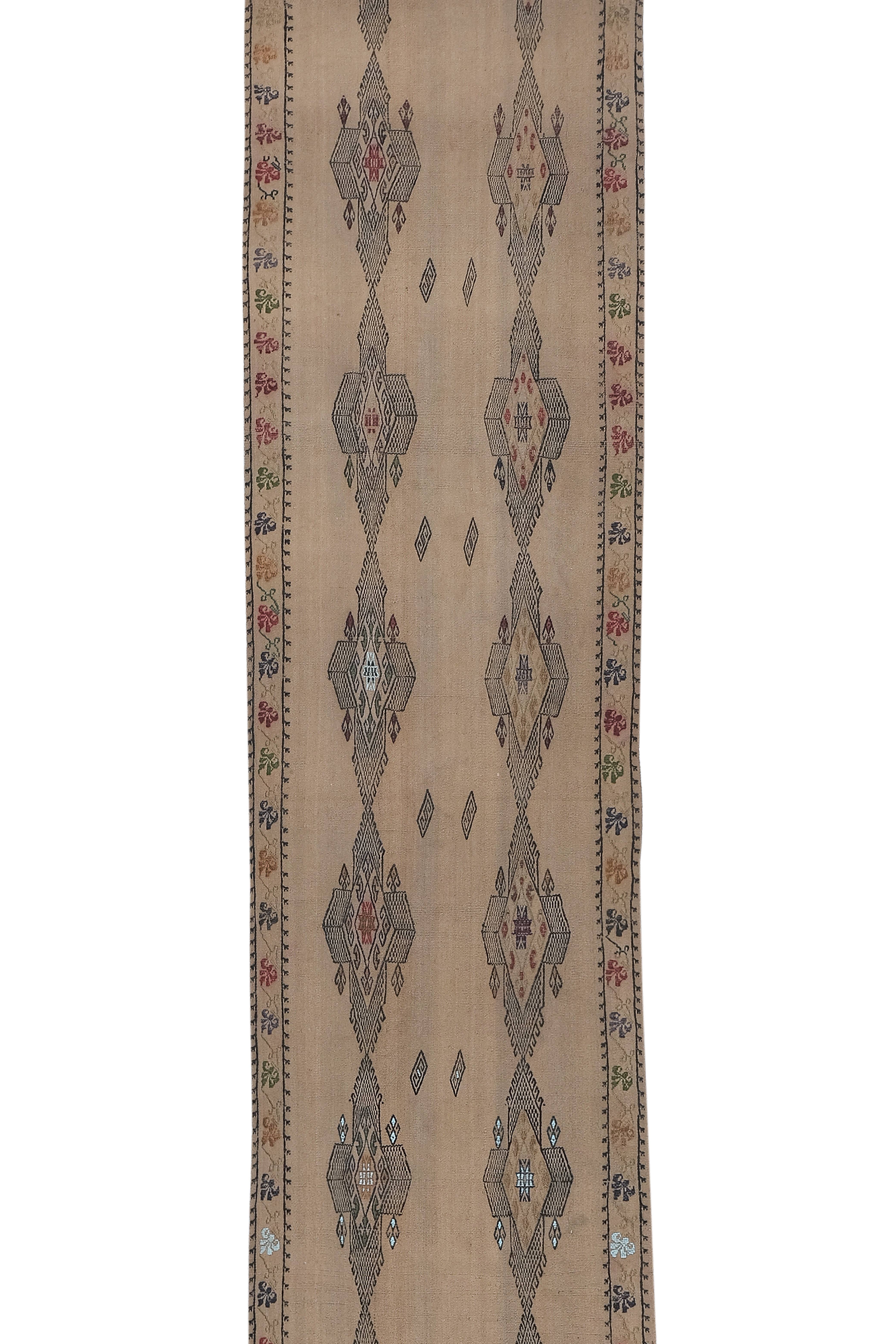 Vintage Turkish Kilim Runner 2'7'' x 13'4''