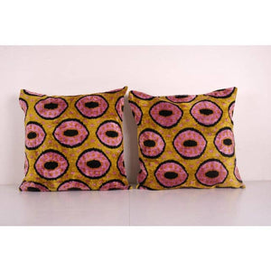Silk Ikat Velvet Pillow Cover Set of 2 | 24'' x 24''
