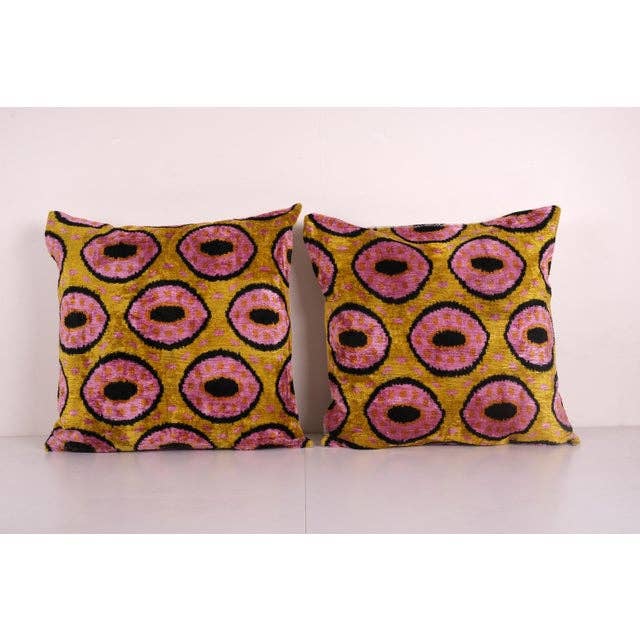 Silk Ikat Velvet Pillow Cover Set of 2 | 24'' x 24''