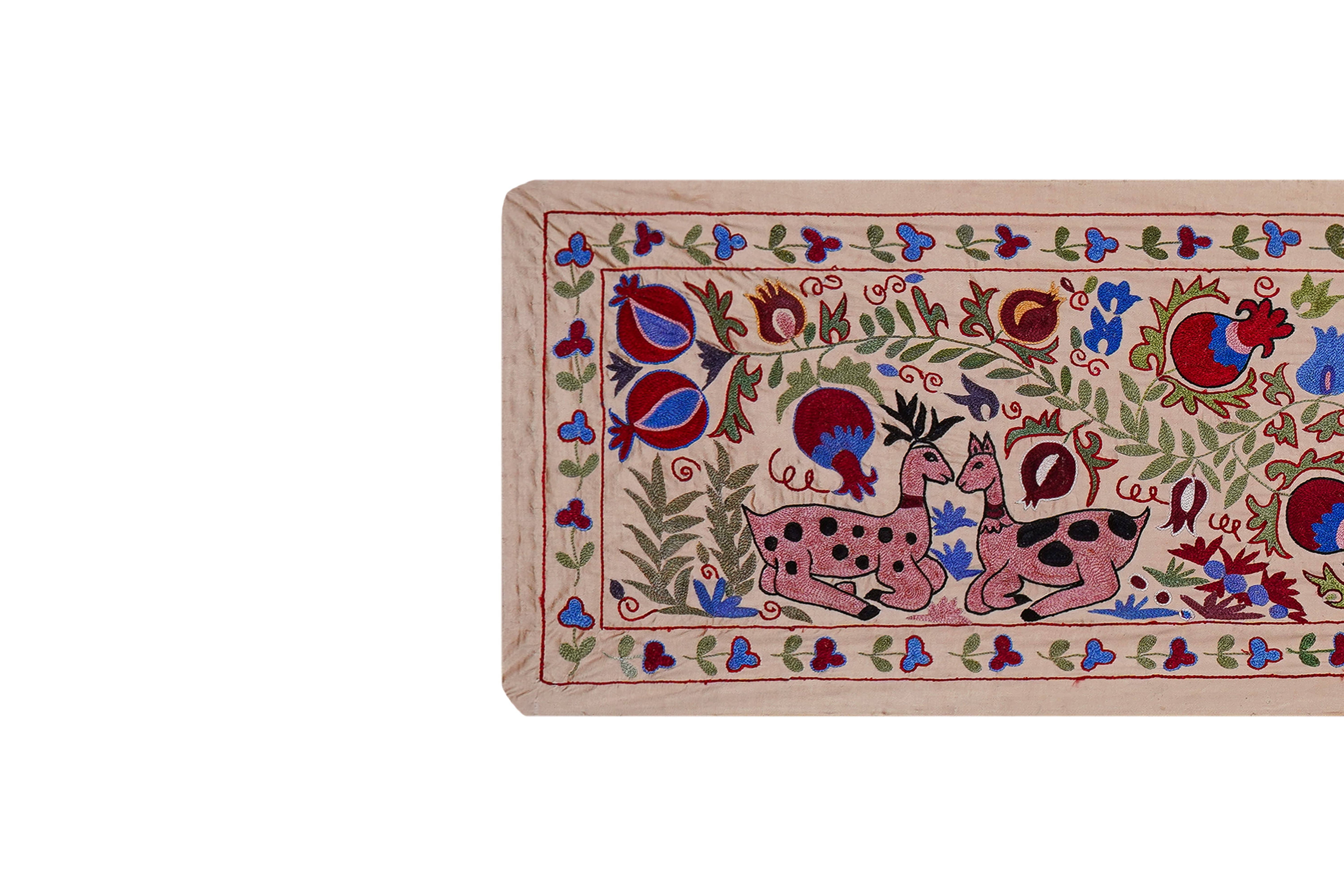 Hand-Embroidered Suzani Table Runner 1'8'' x 6'3''