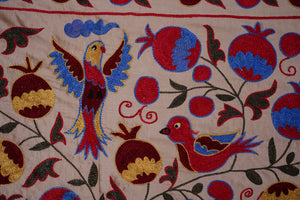 Bird Suzani Wall Hanging & Bedspread | 3'5'' x 6'1''