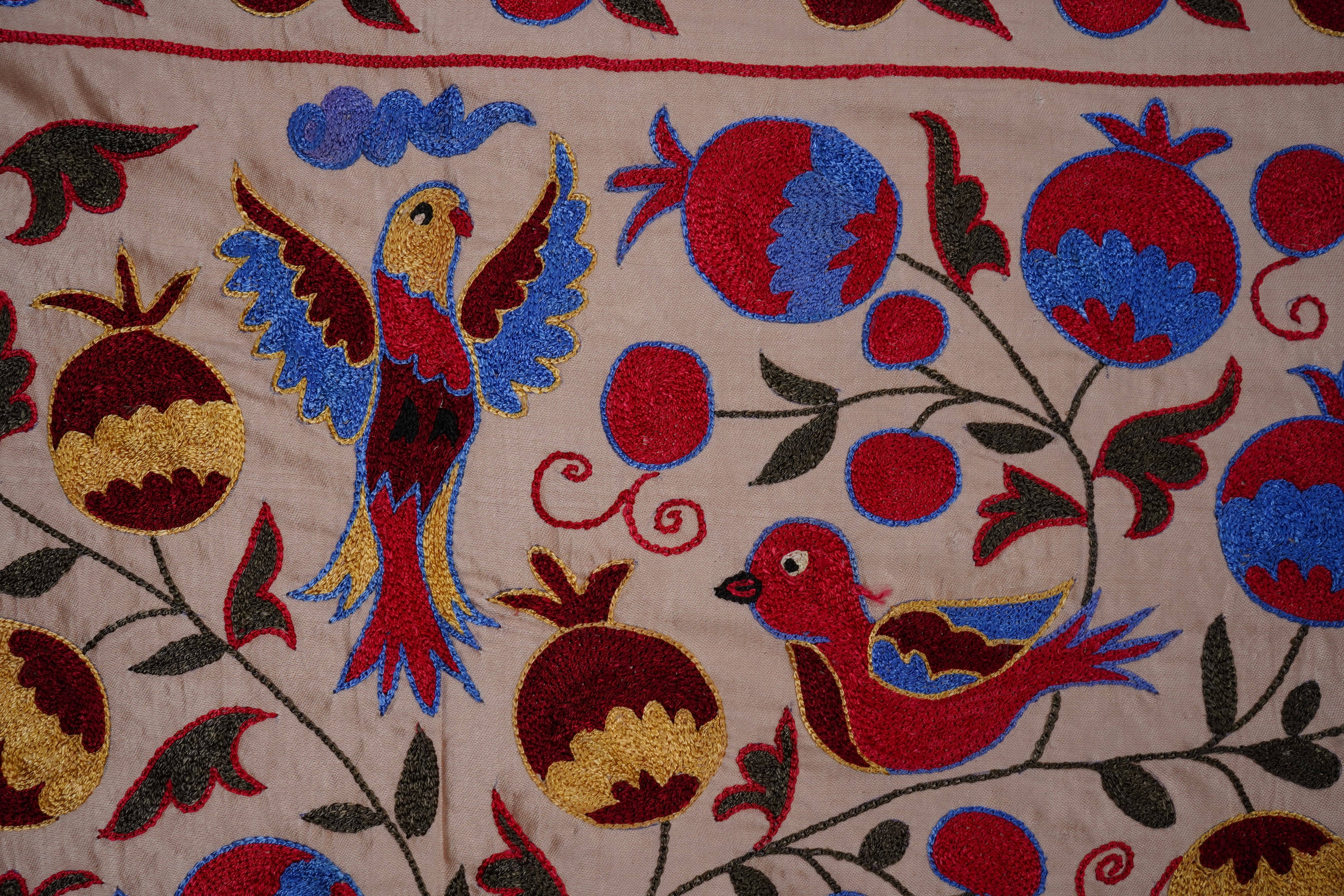 Bird Suzani Wall Hanging & Bedspread | 3'5'' x 6'1''