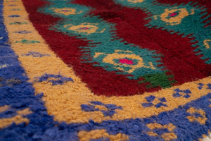 Vintage Checkered Turkish Shaggy Tulu Rug 43'' x 52''