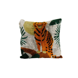 Tiger Silk Ikat Velvet Pillow Cover | 16'' x 16''