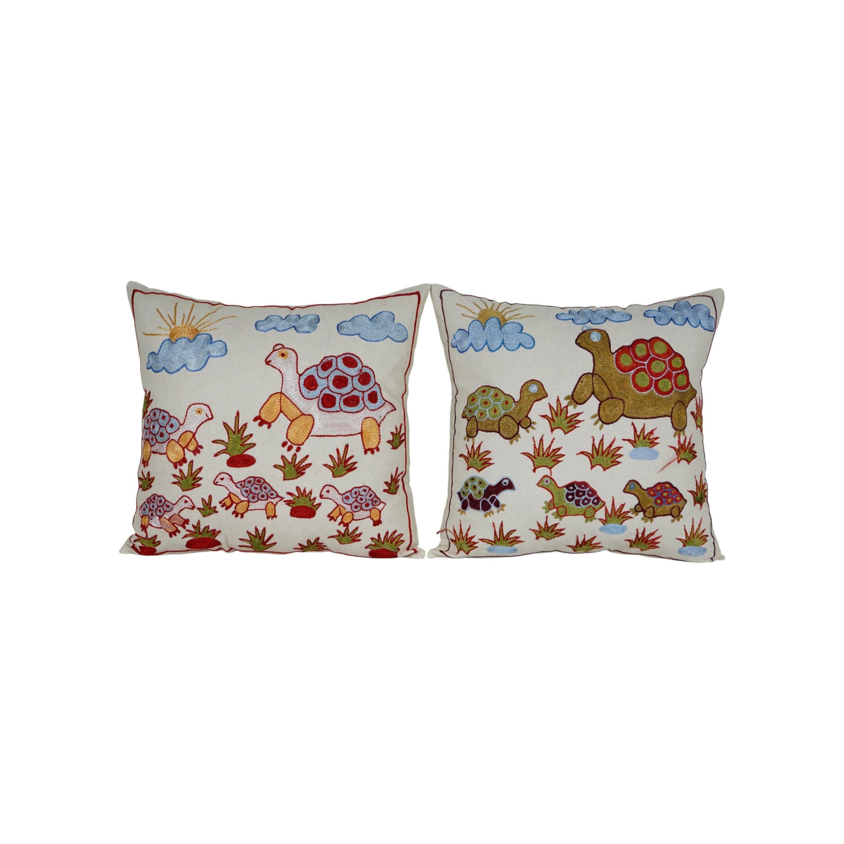 Turtle Suzani Pillow Cover Set of 2 | 20'' x 20''