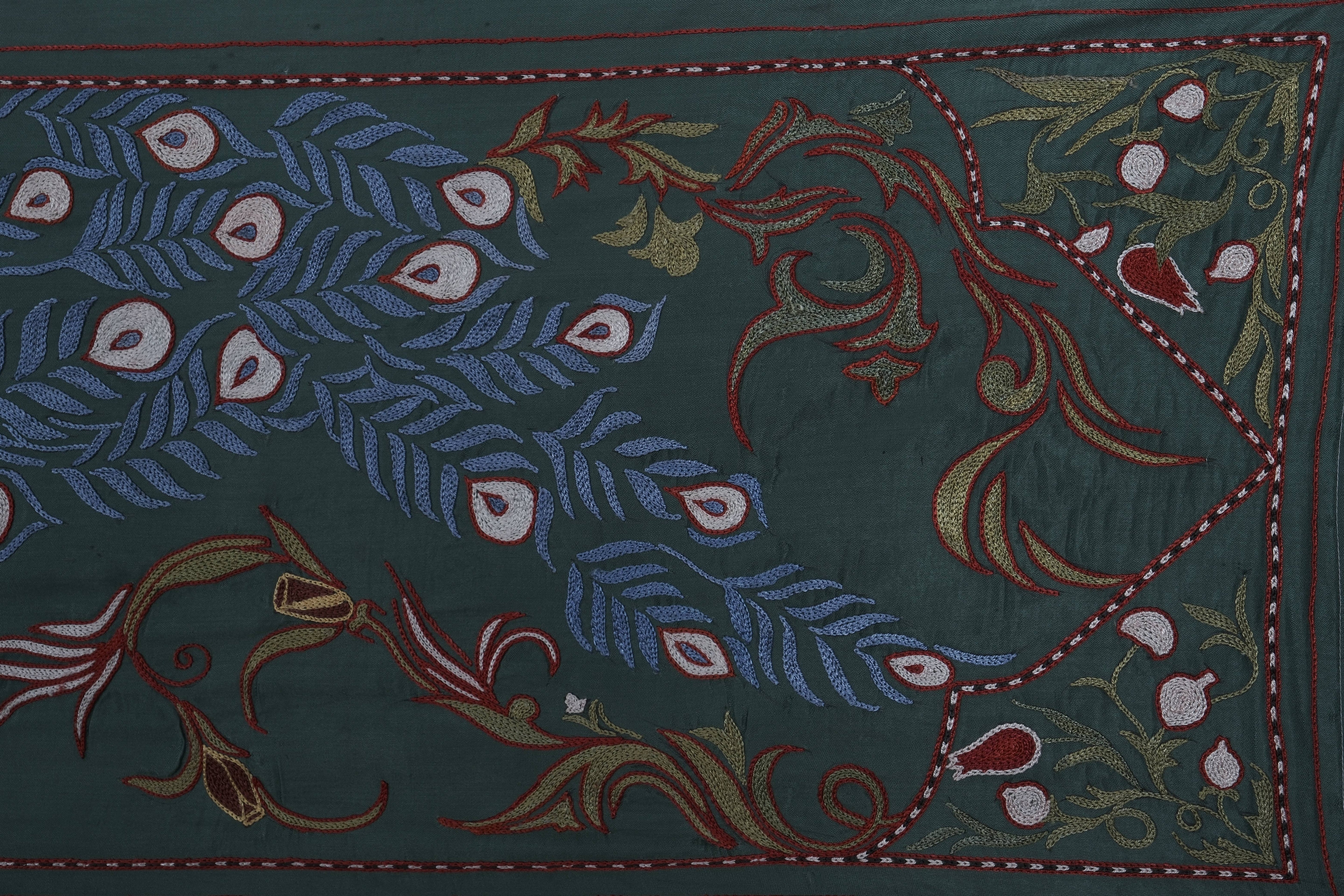 Peacock Suzani Wall Hanging & Bedspread | 1'9'' x 6'