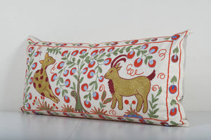 Deer Suzani Bedding Pillow Cover | 18'' x 37''