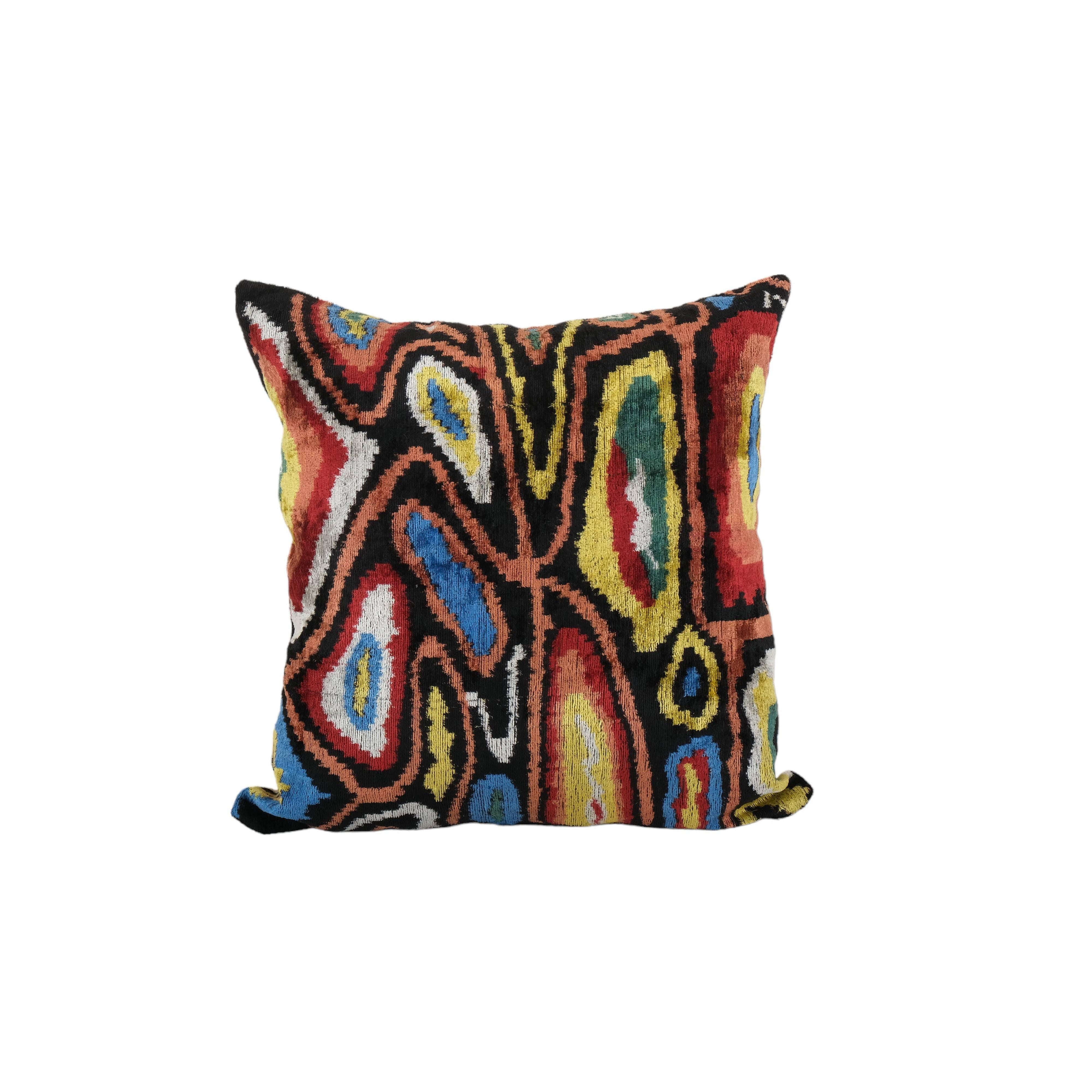Silk Ikat Velvet Pillow Cover | 23'' x 23''