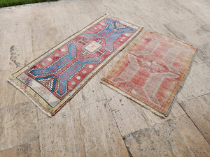 Vintage Turkish Yastik Rug Set of 2 | 1'9'' x 2'8'' & 1'8'' x 4'1''