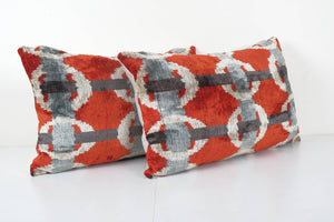 Silk Ikat Velvet Pillow Cover | 16'' x 26''