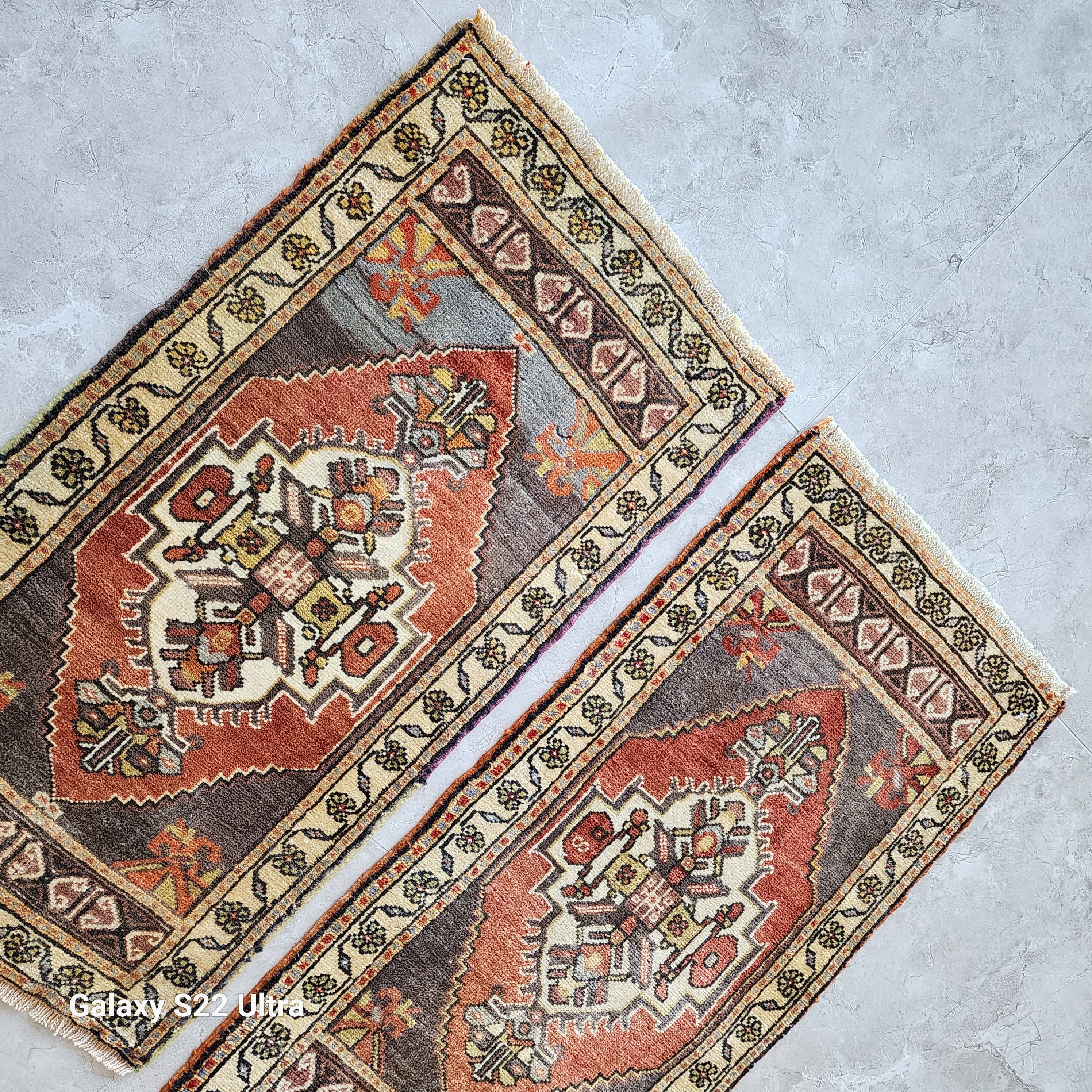 Vintage Turkish Yastik Rug Set of 2 | 1'7'' x 3'1'' & 1'8'' x 3'2''