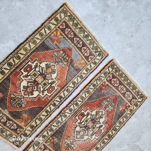 Vintage Turkish Yastik Rug Set of 2 | 1'7'' x 3'1'' & 1'8'' x 3'2''