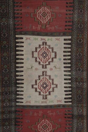 Vintage Turkish Soumac Kilim Rug 3'6'' x 6'1''