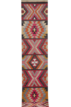 Vintage Turkish Kilim Runner 2'6'' x 12'4''