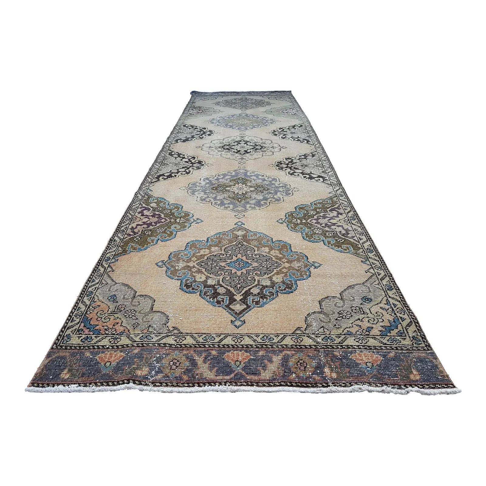 Vintage Turkish Anatolian Oushak Runner 3'8'' x 12'9''