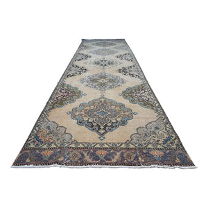 Vintage Turkish Anatolian Oushak Runner 3'8'' x 12'9''
